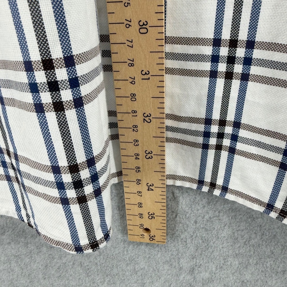 Peter Millar Mens Medium White Blue Brown Plaid Cotton Button Down Shirt LS - Picture 12 of 12